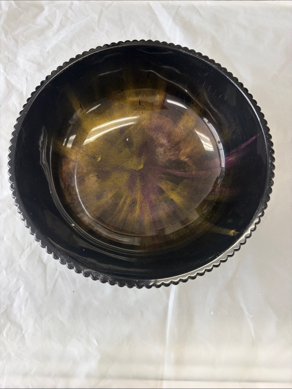 Resin-Decorative Bowl with Gold and Purple Iridescence